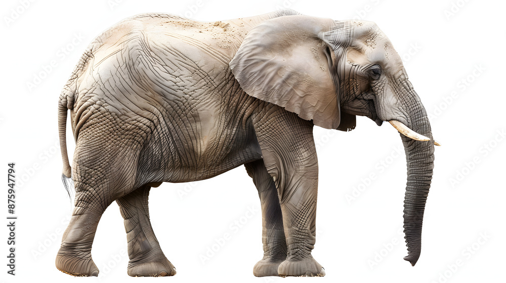 Fototapeta premium Happy elephant isolated on the white background