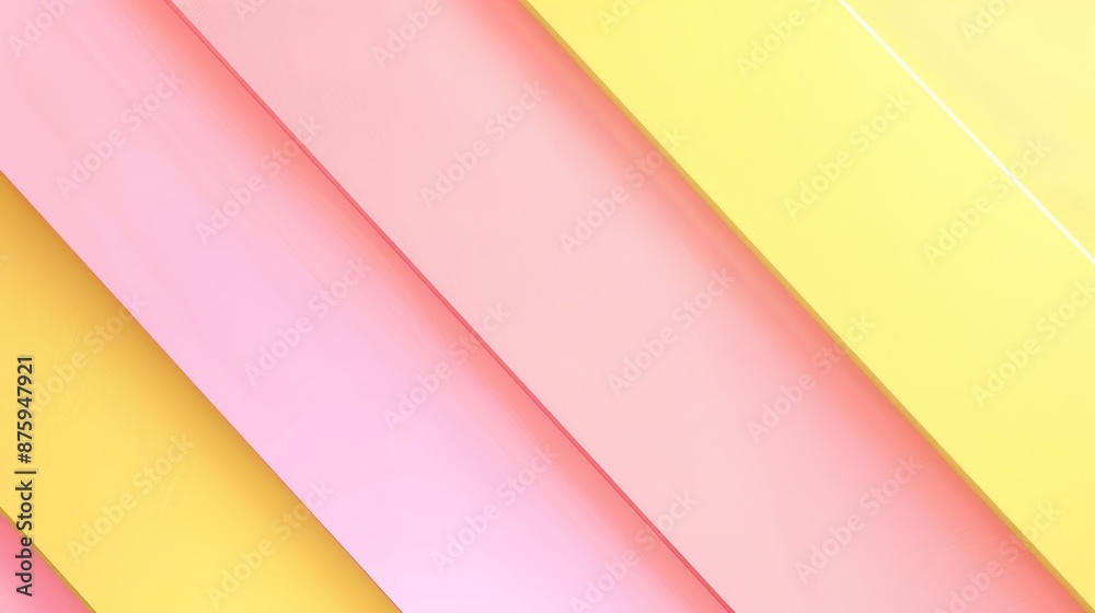 Obraz premium Serene Pastel Pink and Yellow Minimalist Background with Diagonal Lines and Copy Space.