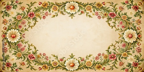 Ornate vintage-style frame adorned with floral and leaf motifs, vintage, ornate, frame, floral, leaf, design