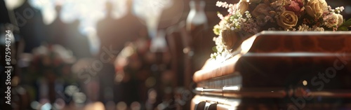 Solemn Farewell: Woman with Lilies at Funeral