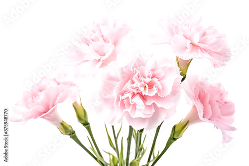A bouquet of pink carnations is arranged in a vase
