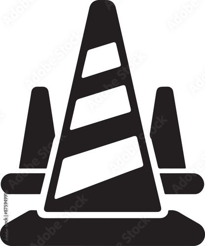 traffic cone Silhouette, vector black color silhouette