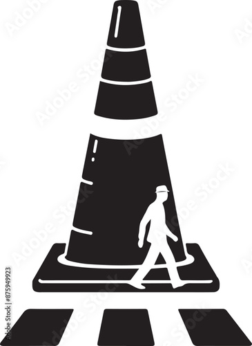 traffic cone Silhouette, vector black color silhouette