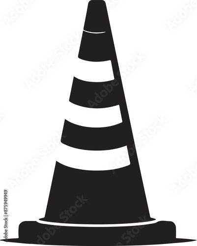 traffic cone Silhouette, vector black color silhouette