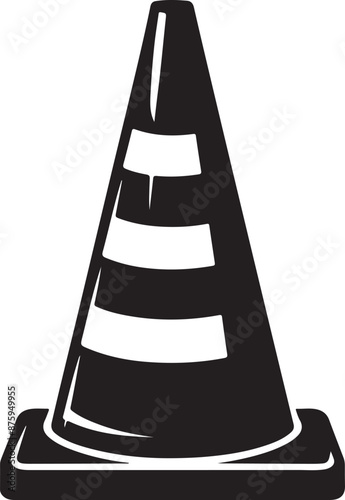 traffic cone Silhouette, vector black color silhouette