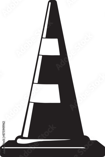 traffic cone Silhouette, vector black color silhouette