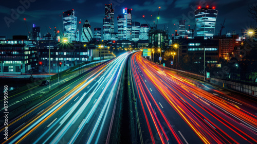 Wallpaper Mural City Nightscape with Vibrant Traffic Light Trails Torontodigital.ca