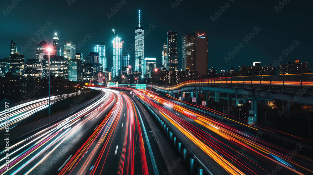 City Nightscape with Light Trails City Nightscape with Light Trails