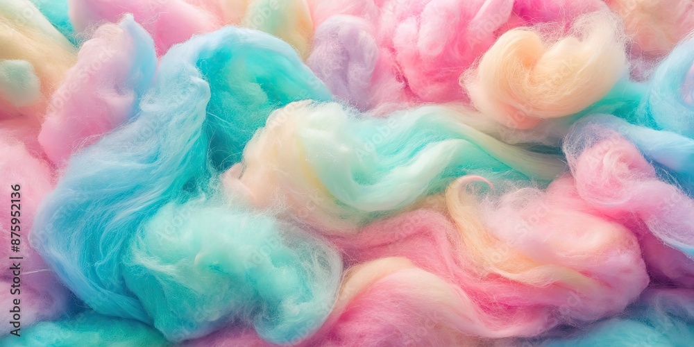 Fototapeta premium Pastel colored cotton candy abstract background with soft swirls and textures, cotton candy, pastel, abstract, background, soft