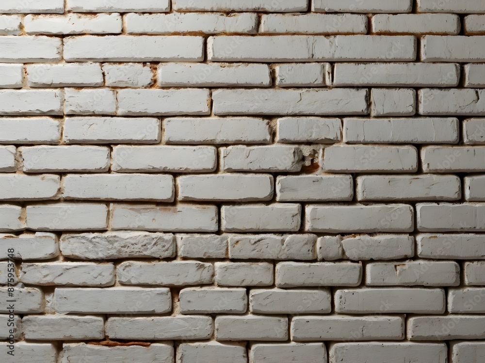 Obraz premium Classic White Brick Wall Background with Slightly Weathered Texture