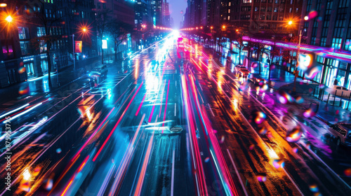 Night City Traffic Light Trails