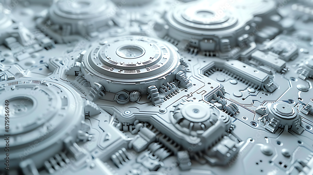 Monochromatic Tech Abstraction: Circuit Design & Gears Monochromatic Tech Abstraction: Circuit Design & Gears