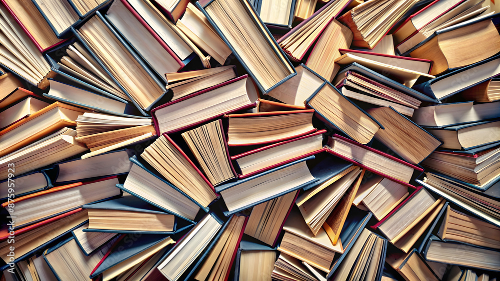 Fototapeta premium Many books as background, top view. Back to school concept.