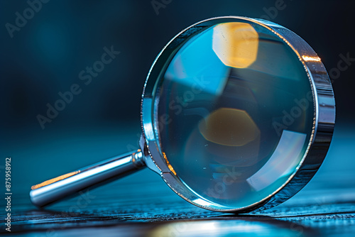 Forensic science investigation magnifying glass for law enforcement clues photo