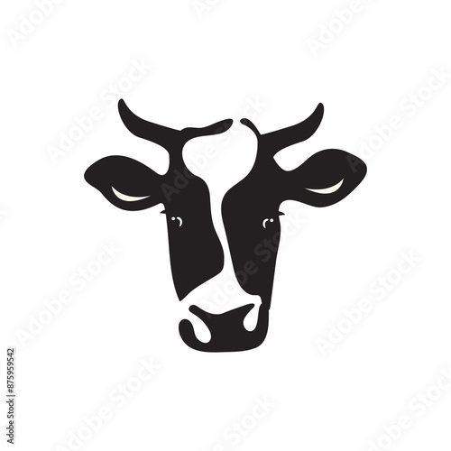 Simple Black And White Vector silhouette of a cow head. creative Farm Animal cow head Logo Vector design template. EPS 10 photo