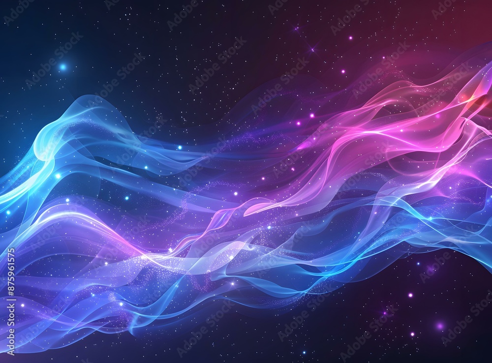 Abstract Flowing Lines and Stars Background Abstract Flowing Lines and Stars Background