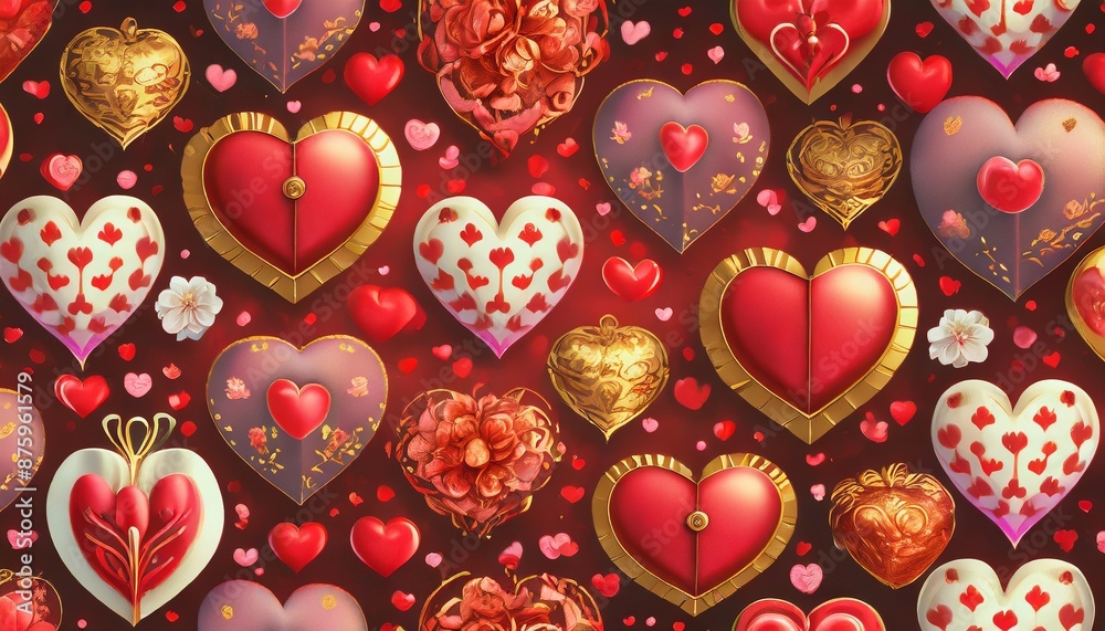 Fototapeta premium seamless pattern with hearts