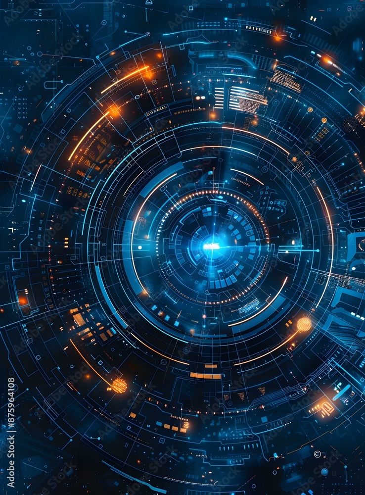 Blue and orange technology background Blue and orange technology background