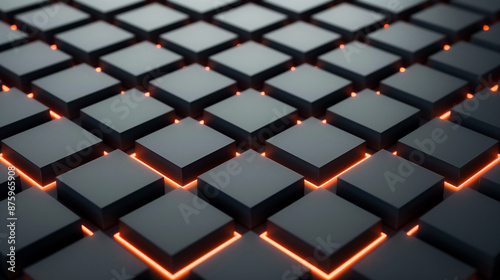 A black and orange square pattern. Abstract texture