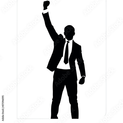 smart and stylish, successful businessman wearing a shoes, raised hand vector silhouette 