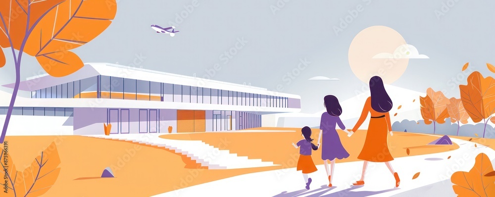 Obraz premium Outdoor educational setting with white backpack and red items on a picnic table,