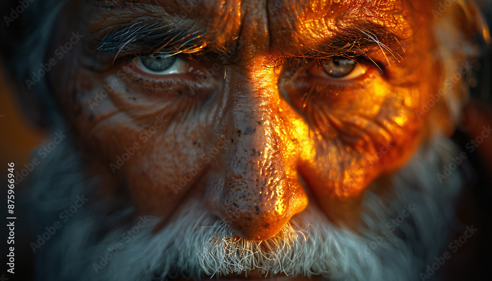 Frontal portrait of a angry old man Frontal portrait of a angry old man