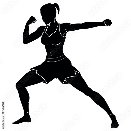 Woman plays guitar, front side view, different type of pose vector silhouette