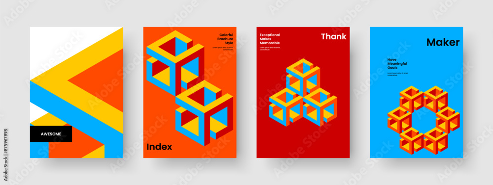Fototapeta premium Geometric Brochure Template. Creative Book Cover Design. Abstract Report Layout. Background. Poster. Business Presentation. Flyer. Banner. Catalog. Portfolio. Handbill. Brand Identity. Pamphlet