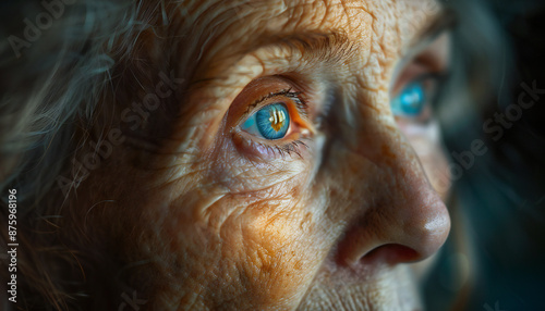 Recreation of closeup face of a elderly woman	