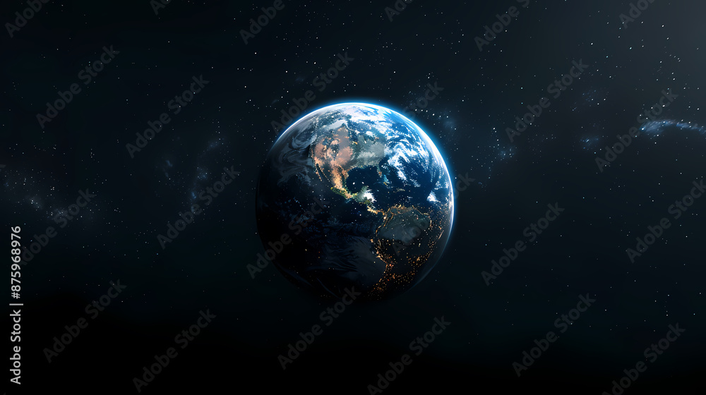 Naklejka premium Earth seen from space, isolated on black background