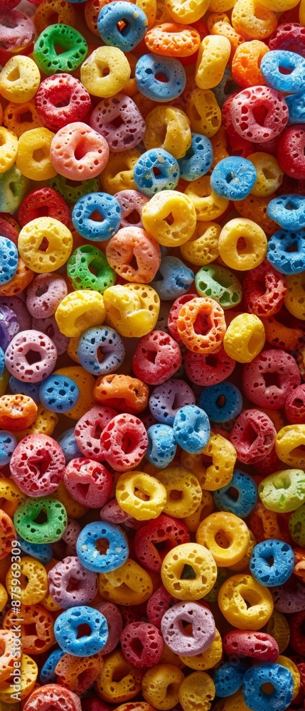 Top view shot of colorful cereal in a banner background