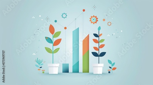 Performance incentives, growth charts, flat design illustration © ngstock