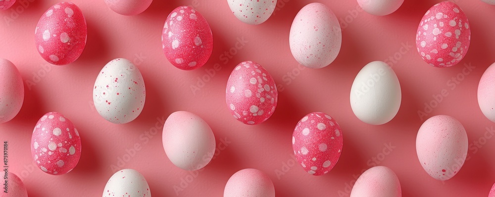 Pink and White Easter Eggs Pattern on a Pink Background Pink and White Easter Eggs Pattern on a Pink Background