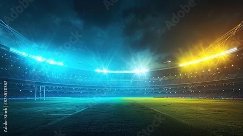 ICC world cup - Cricket stadium background with flag and trophy. Vector wallpaper design. illustration