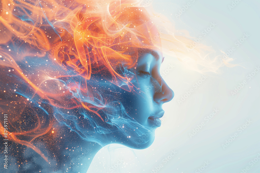Abstract human head with physical structure and state of mind in the head Abstract human head with physical structure and state of mind in the head