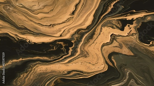 A luxurious abstract image with black and gold marble textures