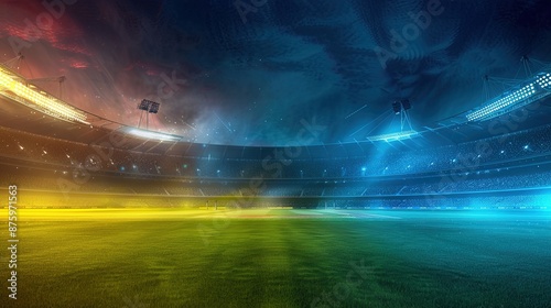 ICC world cup - Cricket stadium background with flag and trophy. Vector wallpaper design. illustration