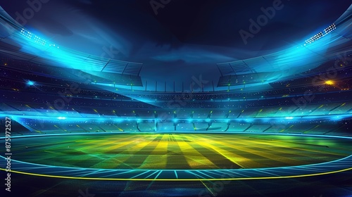 ICC world cup - Cricket stadium background with flag and trophy. Vector wallpaper design. illustration