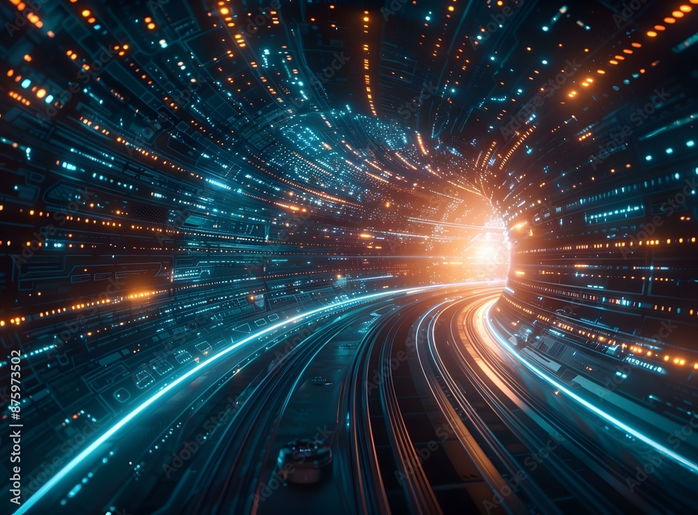 Obraz premium Futuristic Data Tunnel Visualization