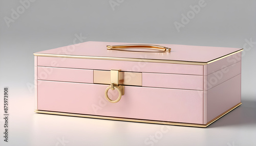 Luxurious Pink and Gold Jewelry Box Render for Precious Accessories