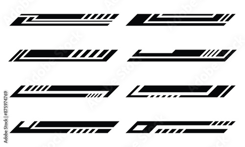 Collection of racing style car body wrap vinyl decals