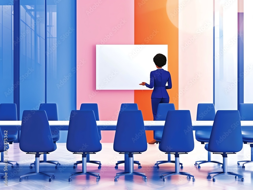 Small business owner giving a presentation in a boardroom, business presentation, SME leadership Small business owner giving a presentation in a boardroom, business presentation, SME leadership
