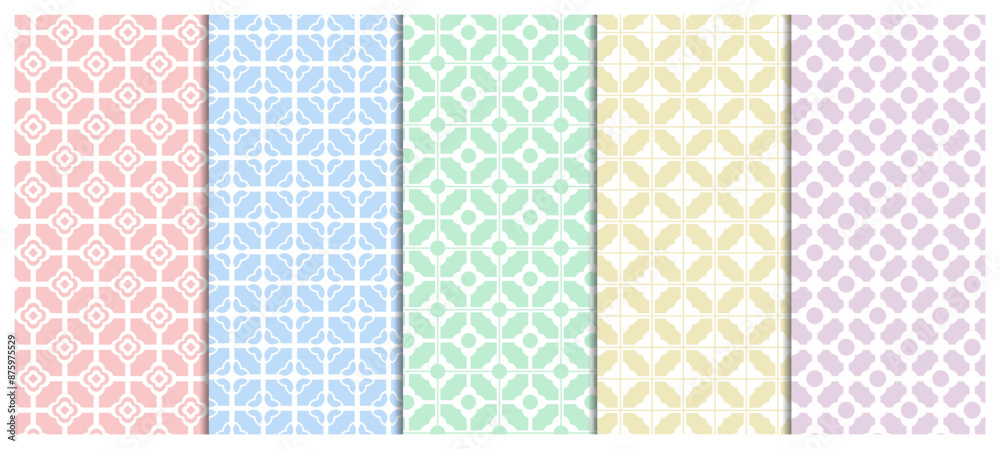 Collection of seamless ornamental patterns.
