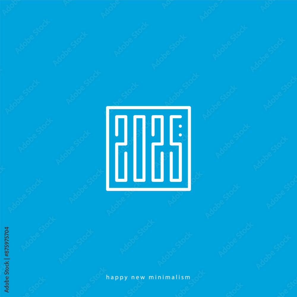 Happy new minimalism trends in 2025. An invitation or greeting card for a minimalist New Year's party.
