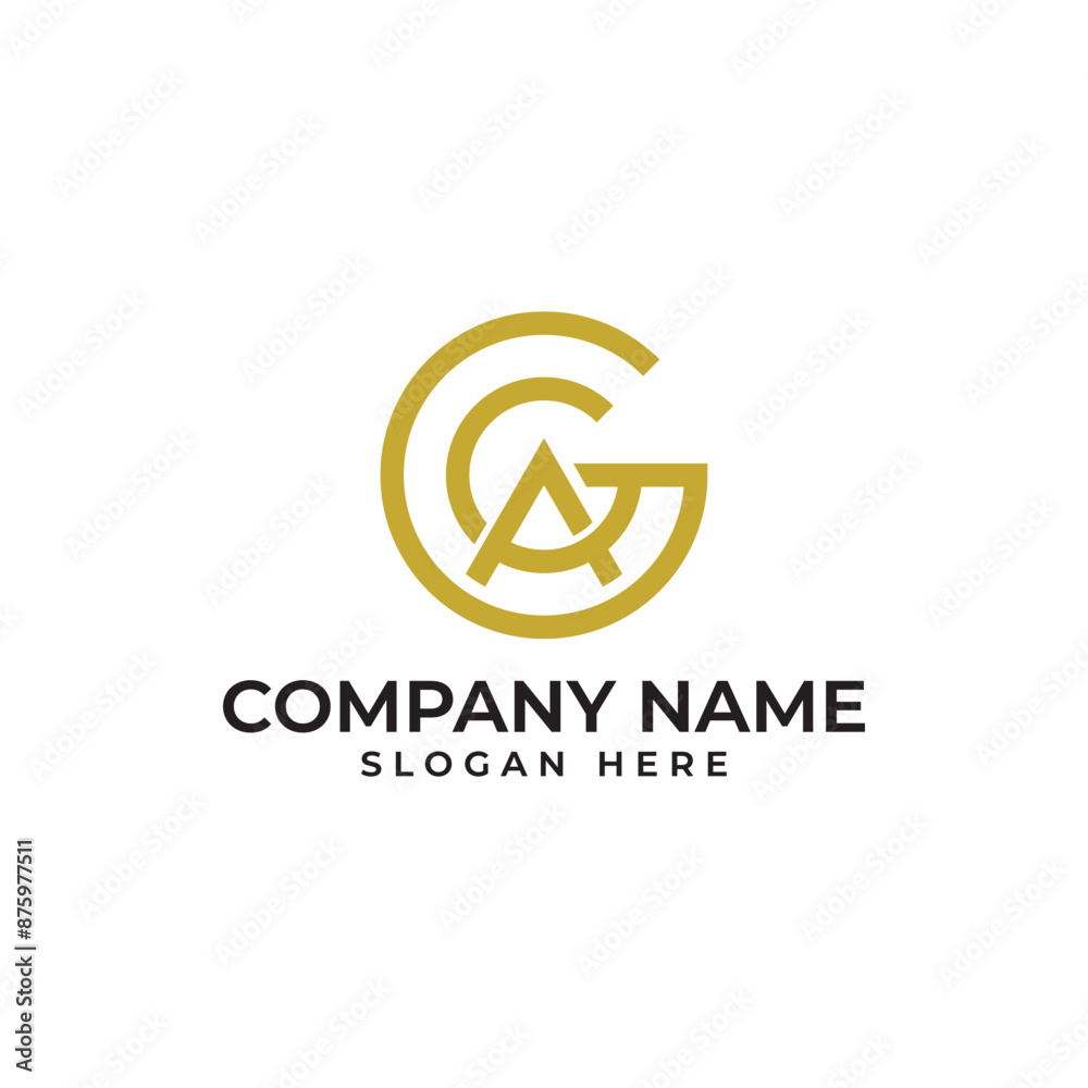 GGA initial lettermark in geometric shape and intertwined letter with the G act as globe