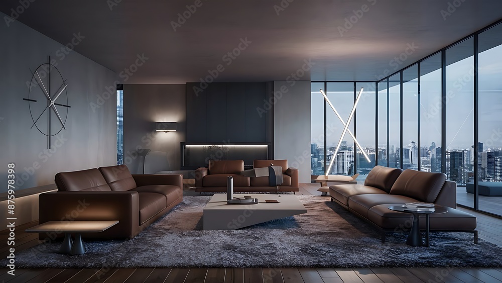 Contemporary living room with designer furniture