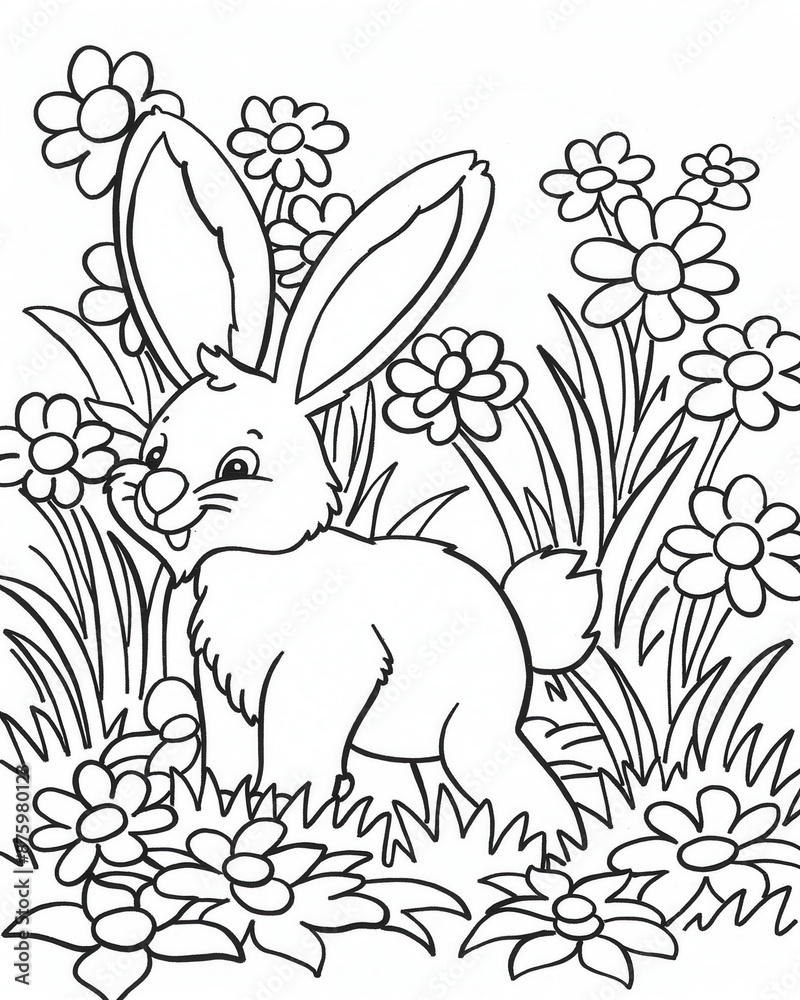 Obraz premium Coloring pages for kids, coloring animal hare, rabbit.