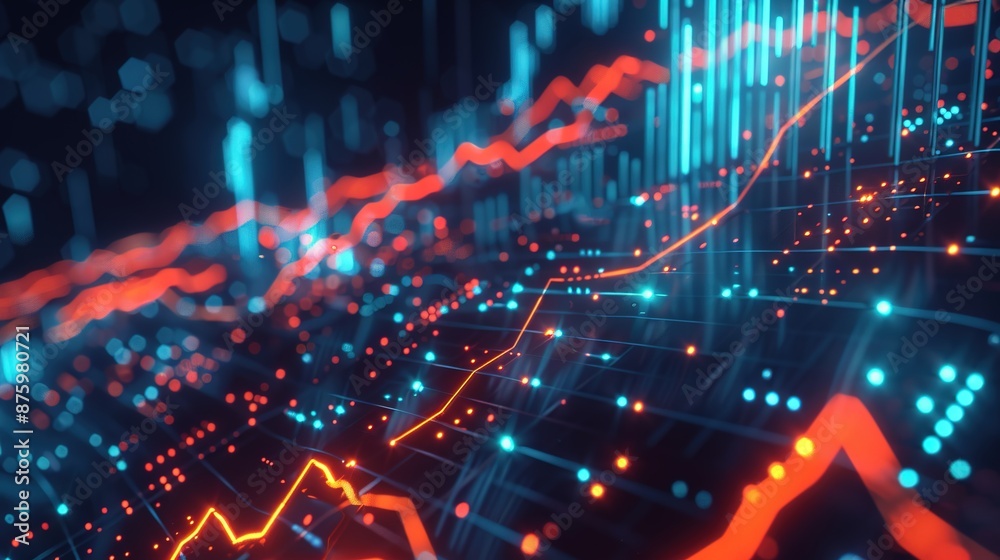 Illuminated Financial Data: Abstract Digital Stock Market Trends with Glowing Lines Illuminated Financial Data: Abstract Digital Stock Market Trends with Glowing Lines