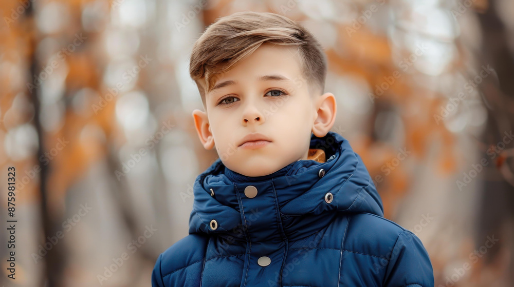 Vibrant portrait of teenage boy in blue jacket against city park backdrop. K video quality for exceptional detail. Vibrant portrait of teenage boy in blue jacket against city park backdrop. K video quality for exceptional detail.