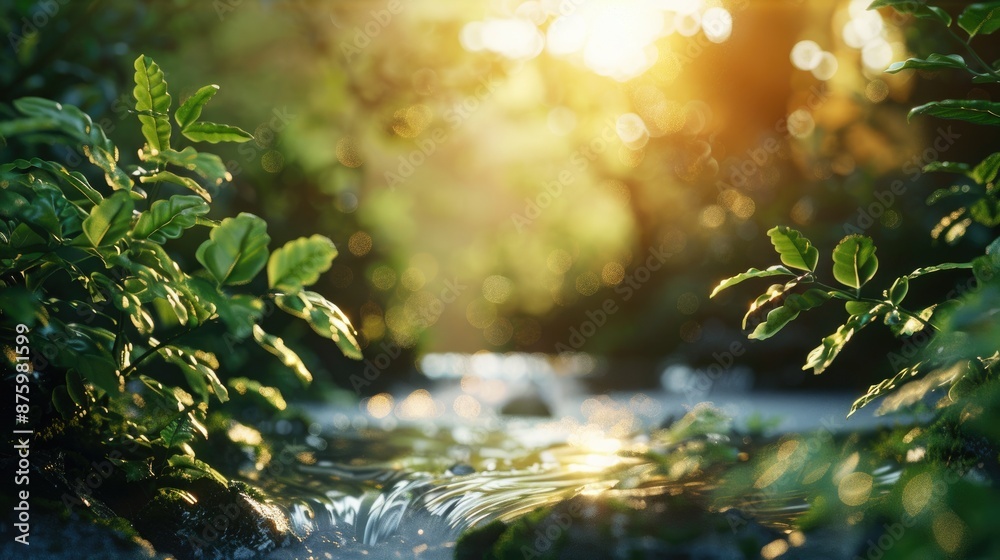 Fototapeta premium Beautiful and tranquil natural background, showcasing peaceful elements for a calming atmosphere and serene visual experience.